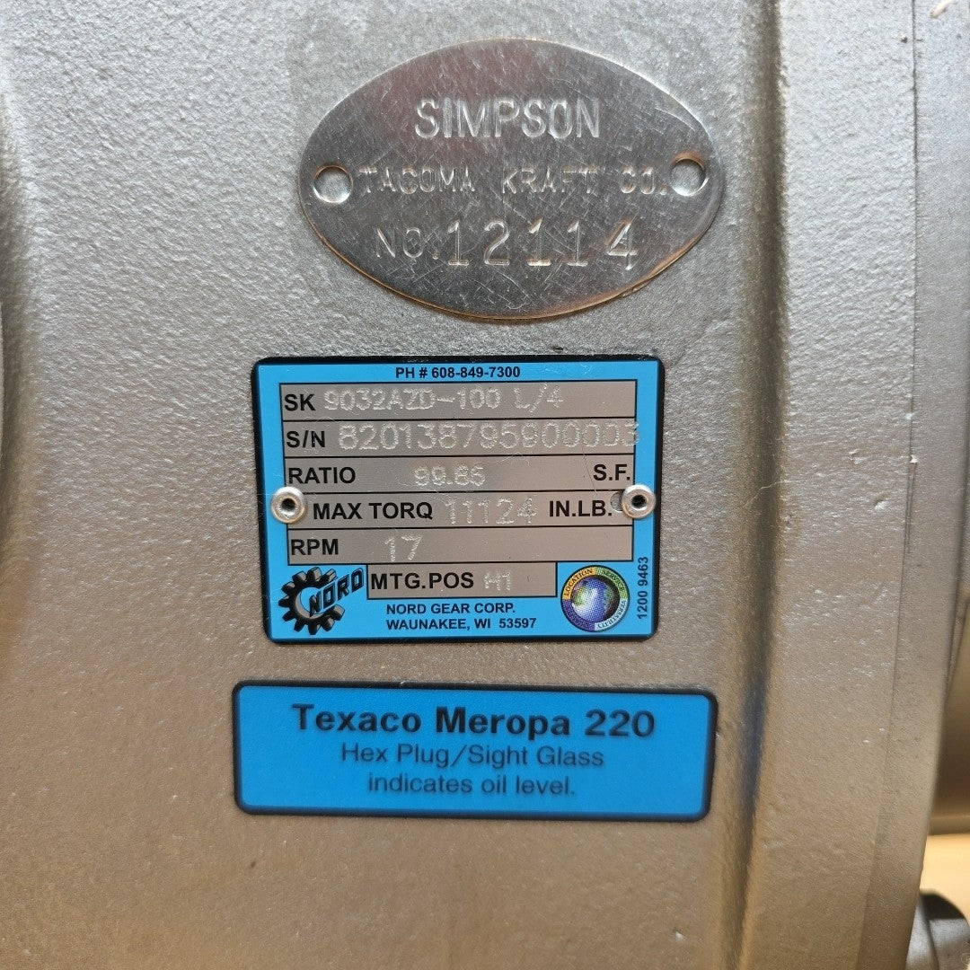 Nord 9032AZD-100 L/4 Gear Drive 99.85:1 Ratio