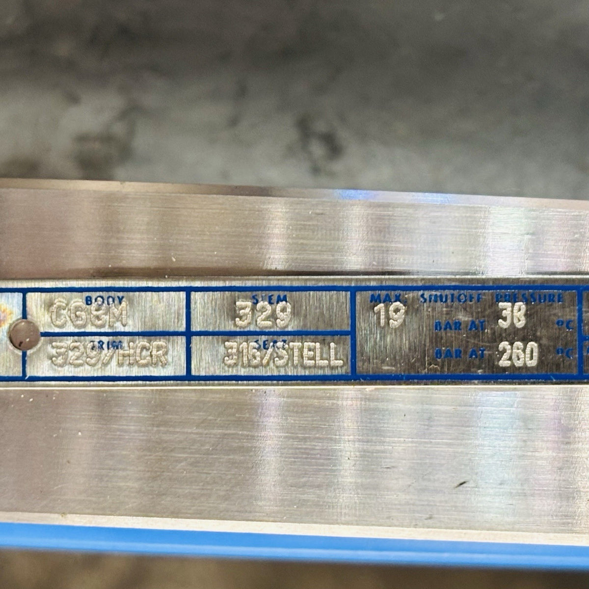 Jamesbury DN250/10 DN250 / 10 in Flanged data tag