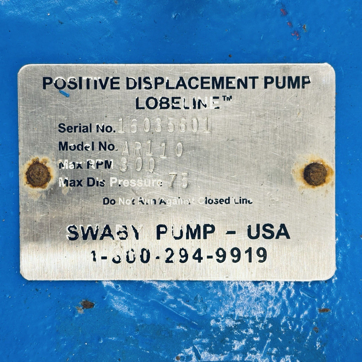 Lobeline AR110 6 in nameplate