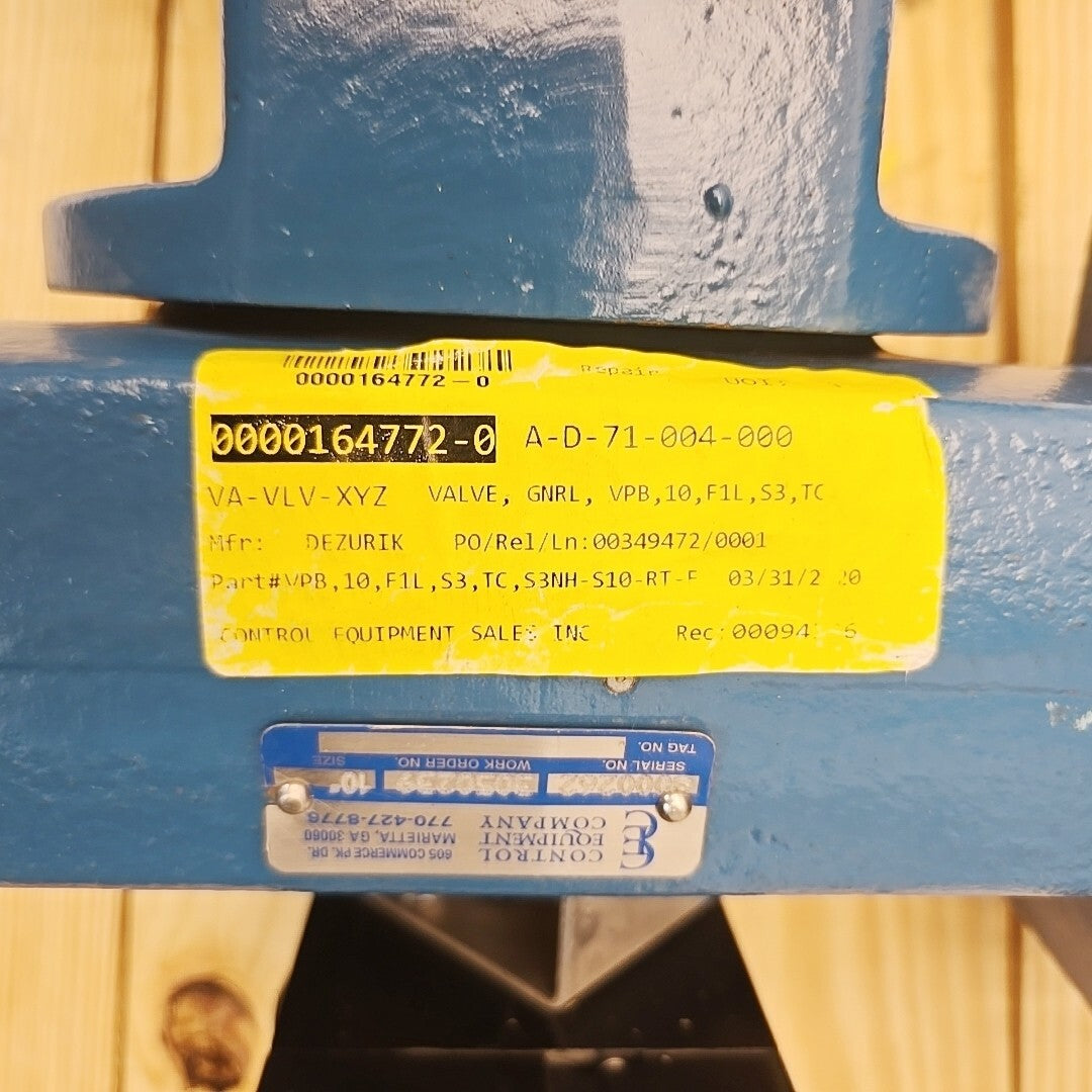 DeZurik VPB 10" valve flange and port view