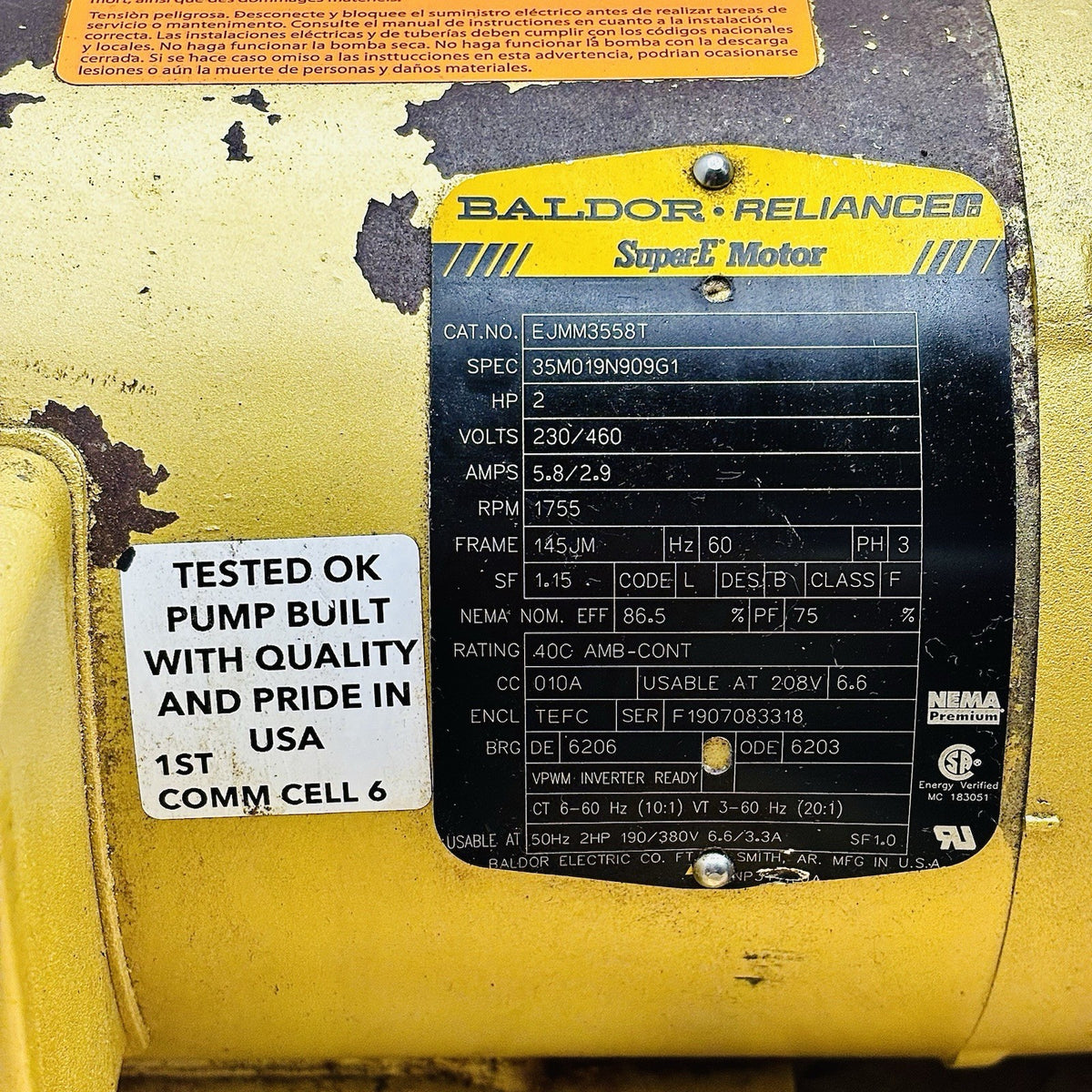 Goulds 02SH06A02T4F4 2 x 2 1/2 - 6 data tag