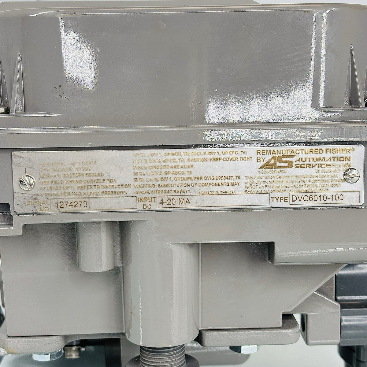 Fisher DVC6010-100 nameplate