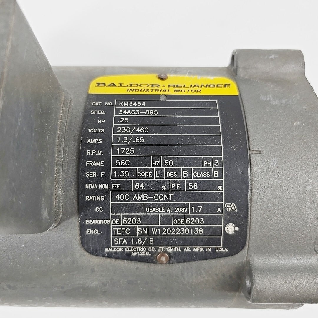 Baldor KM3454 .25HP  1725 RPM Industrial Motor 230/460 Volts 60Hz