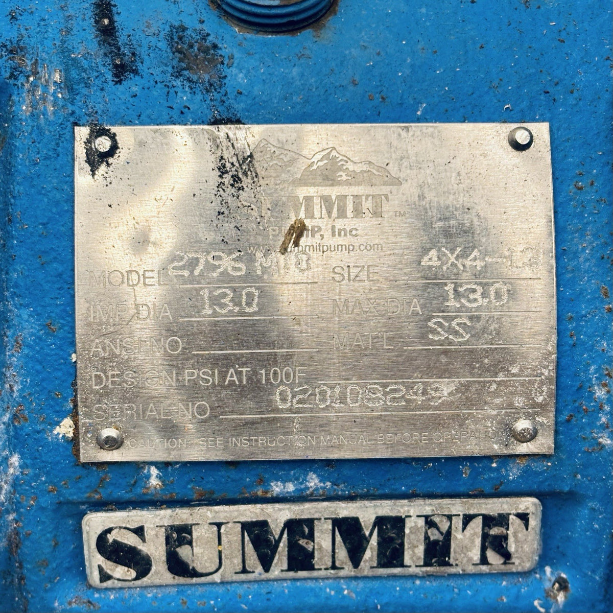 Summit 2796 MTO 4x4-13 nameplate