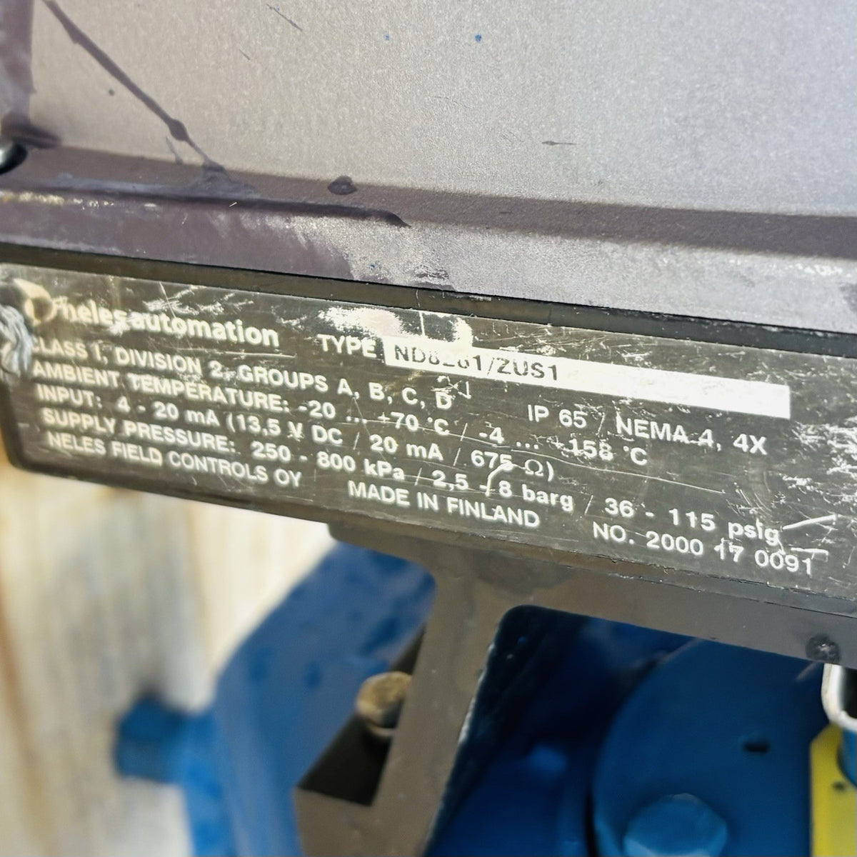 Neles B10112/25 6x8 in data tag