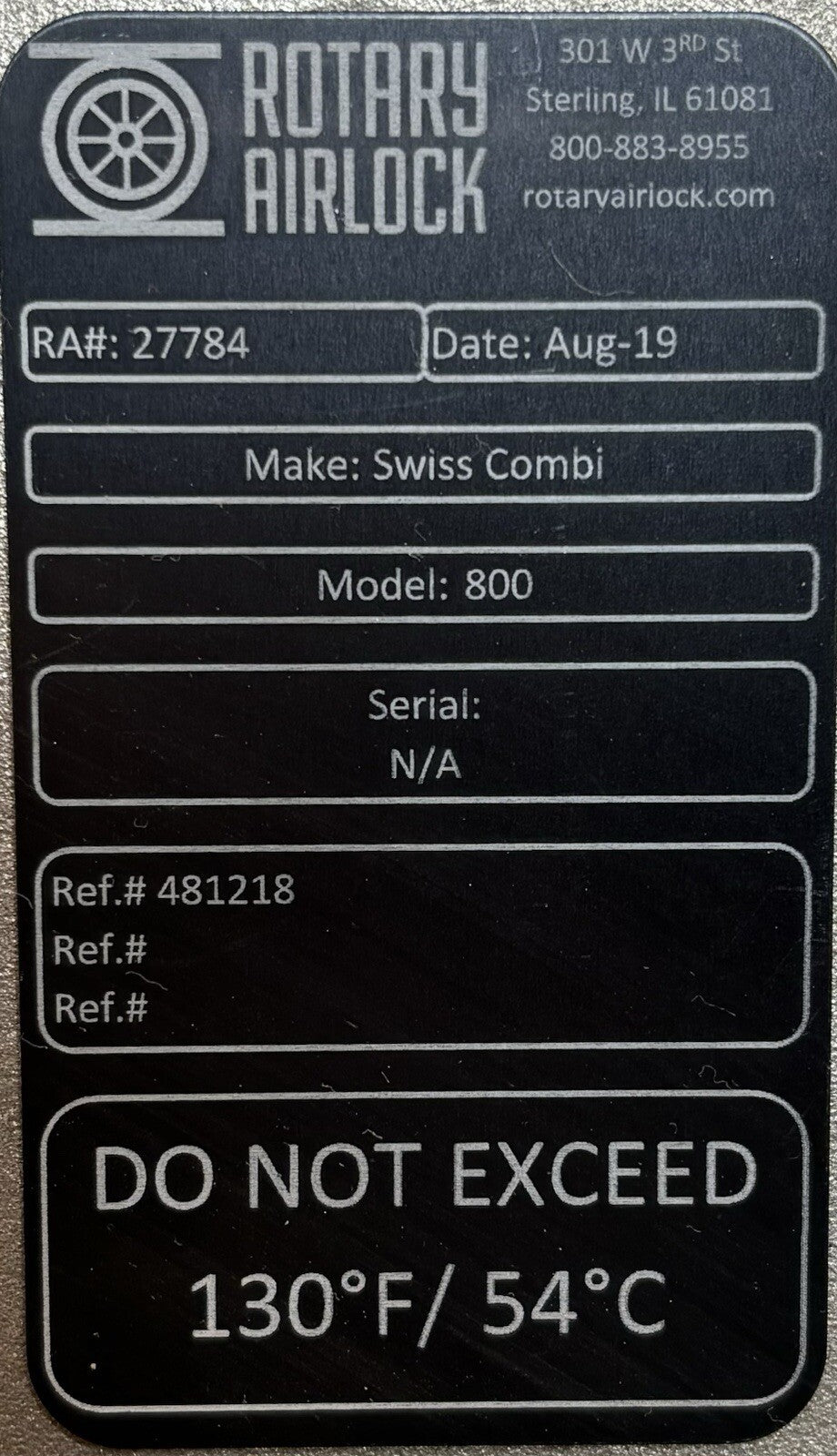 Swiss Combi 800 nameplate