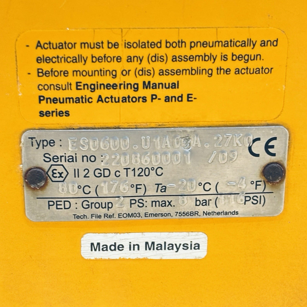 Xomox Fig. 061 4 in nameplate
