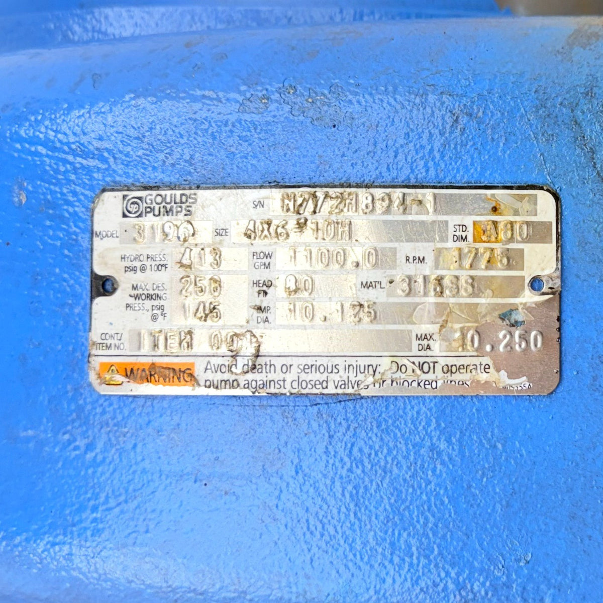 Goulds 3196 MTi 4x6-10H nameplate