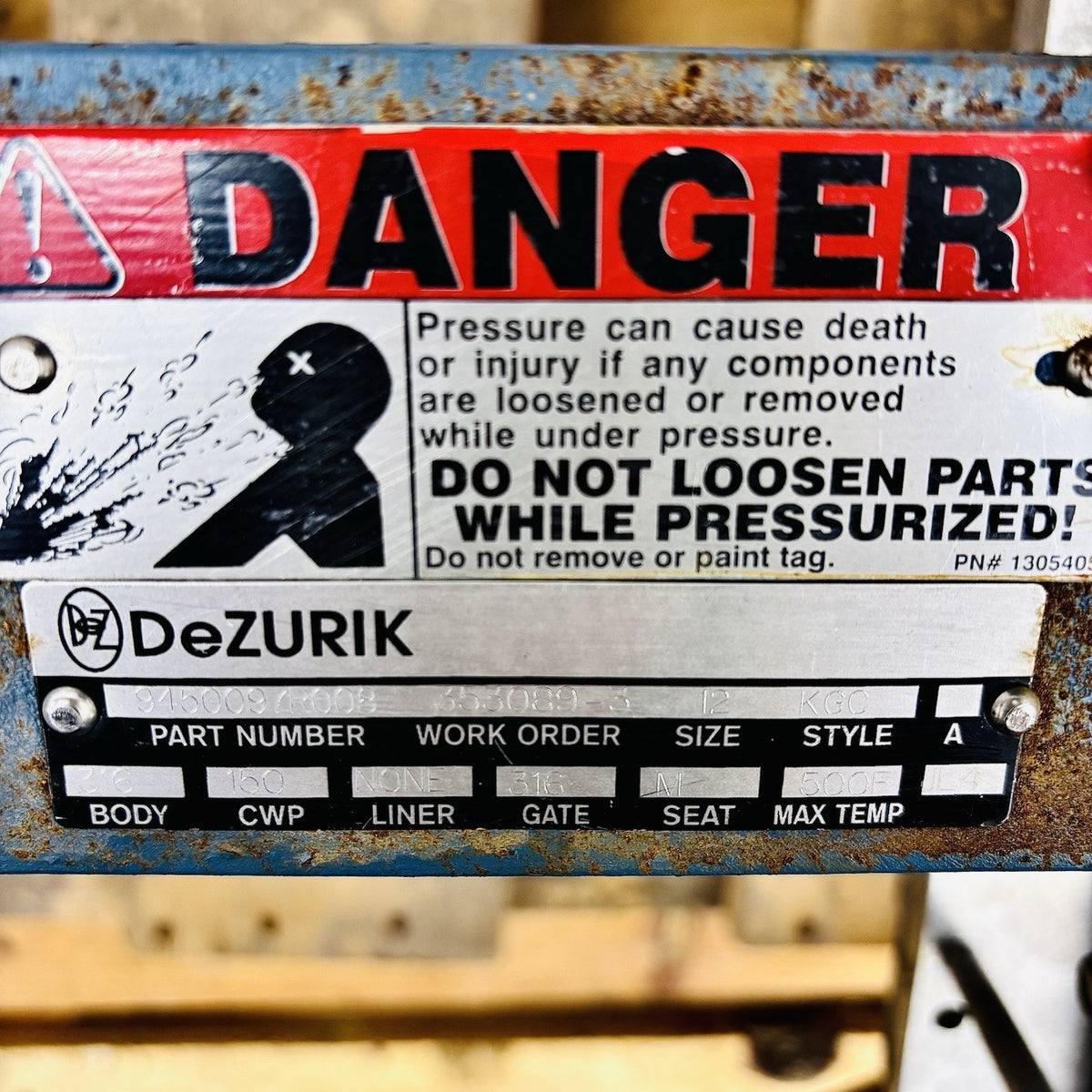 DeZurik KGC 12 in nameplate