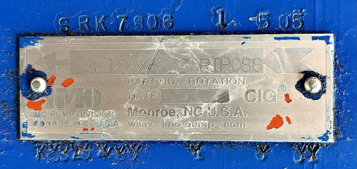 IMO 82160/62080RIP088 nameplate