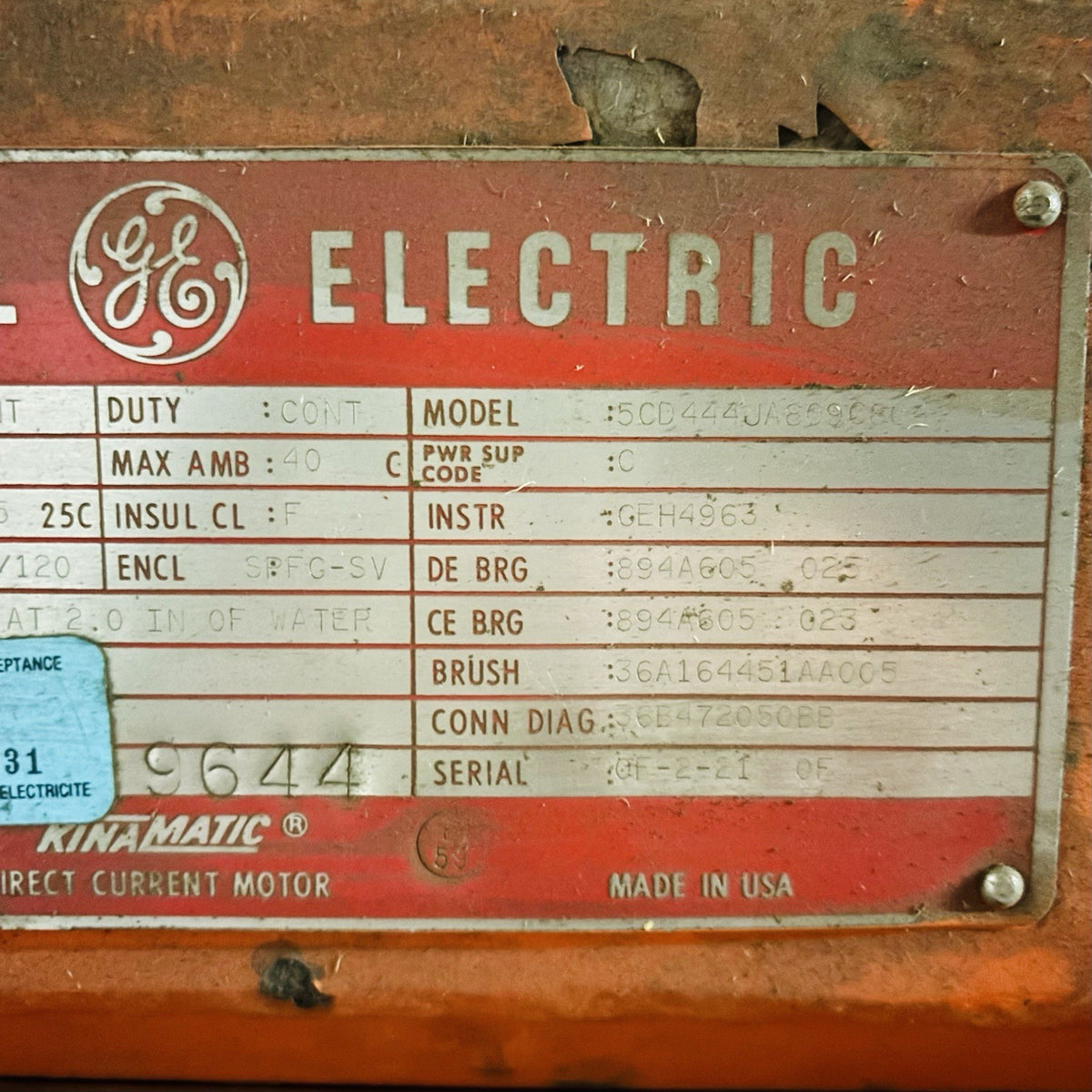 GE CD4460 data tag