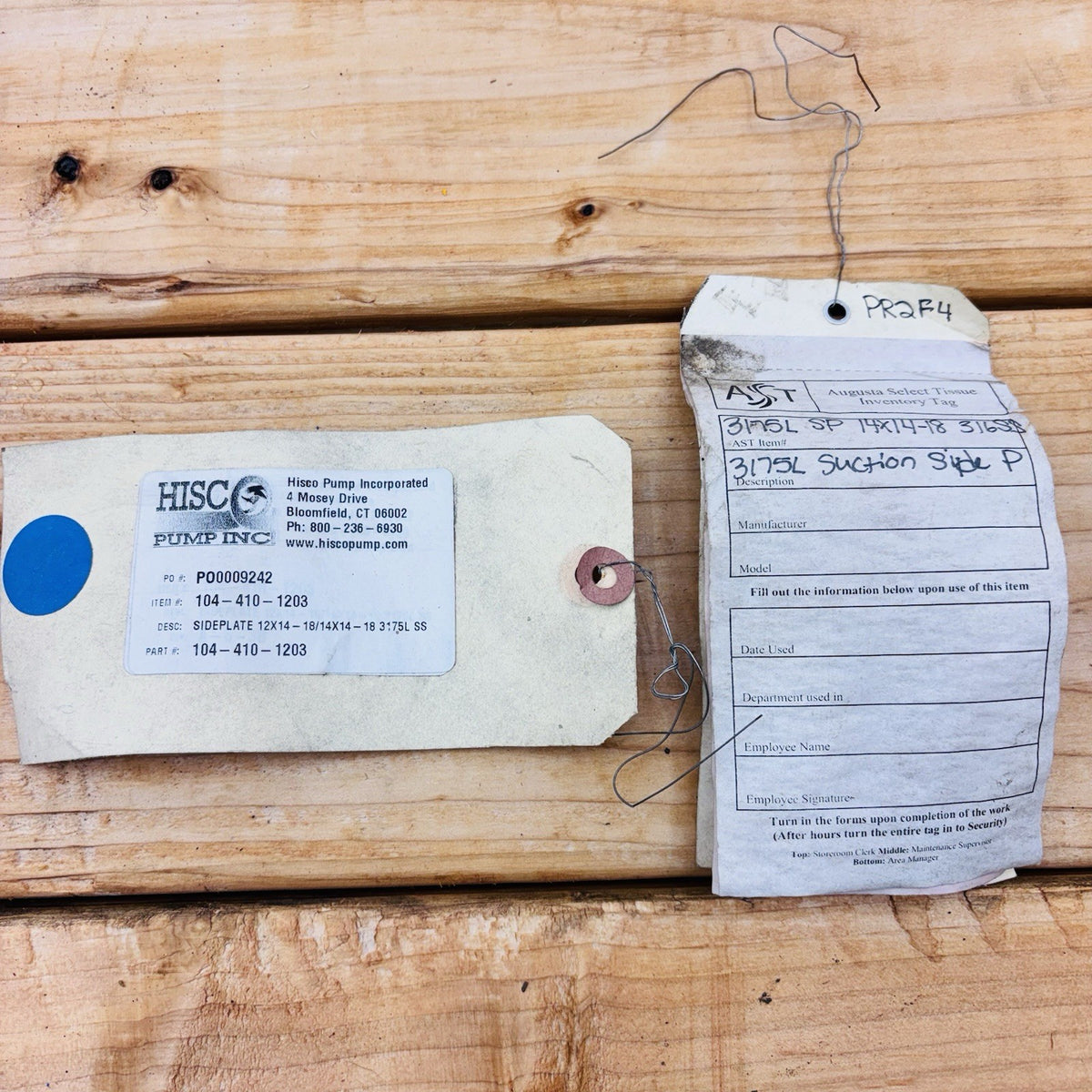 Goulds 3175L suction side plate 104-410-1203 storeroom tags