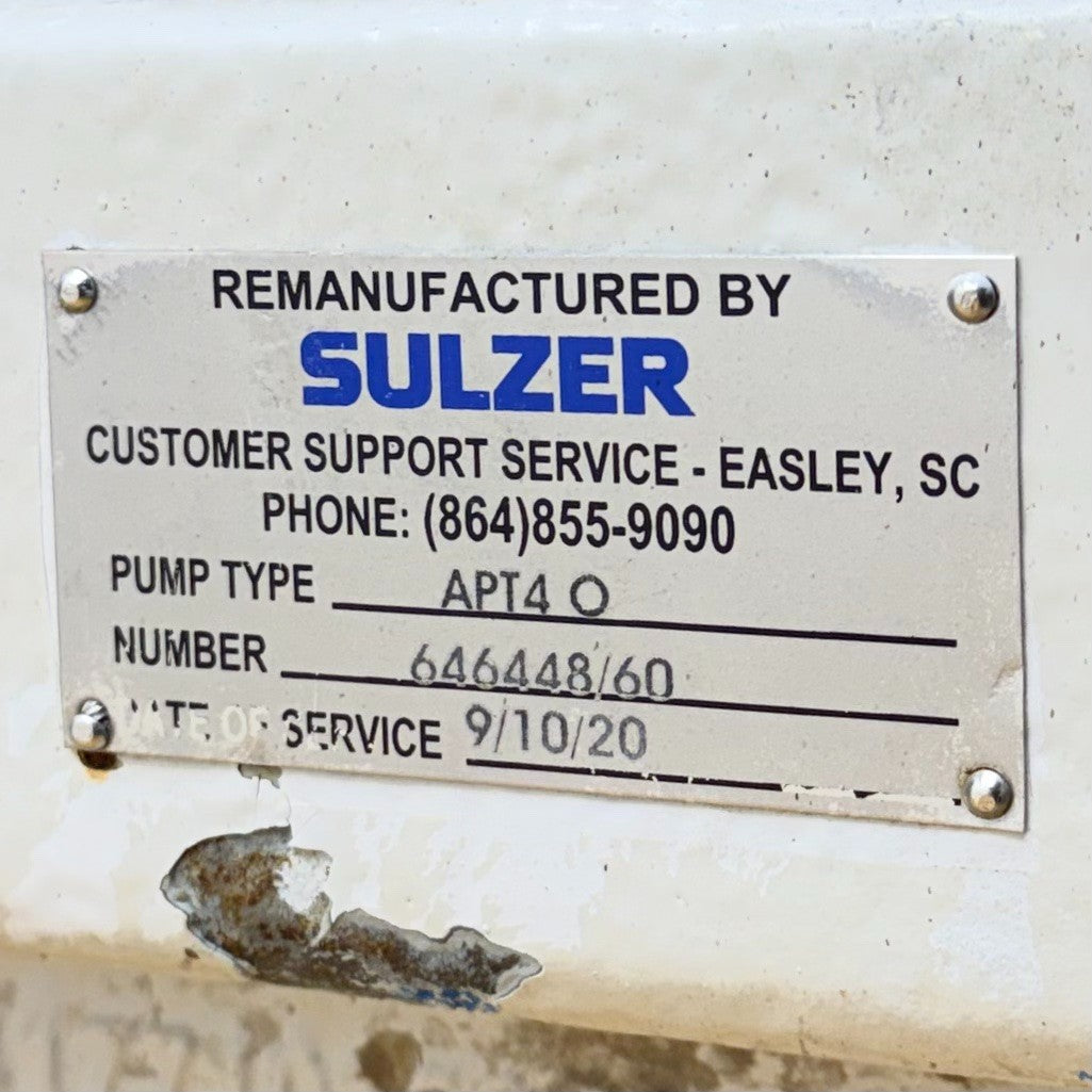 Sulzer APT41-8 8x10-15 nameplate