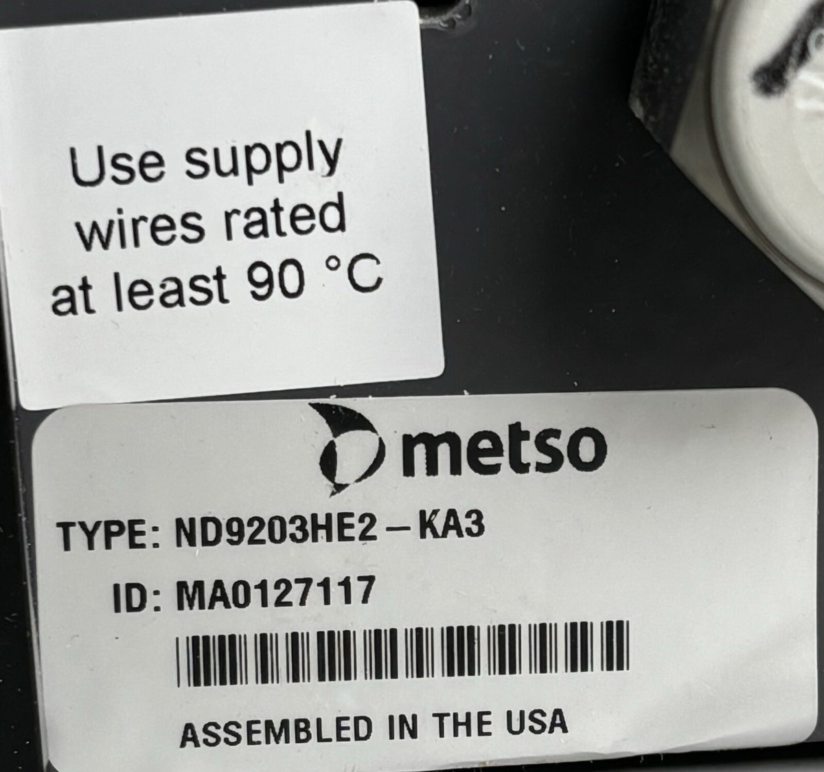 Metso ND9203HE2-KA3 data tag