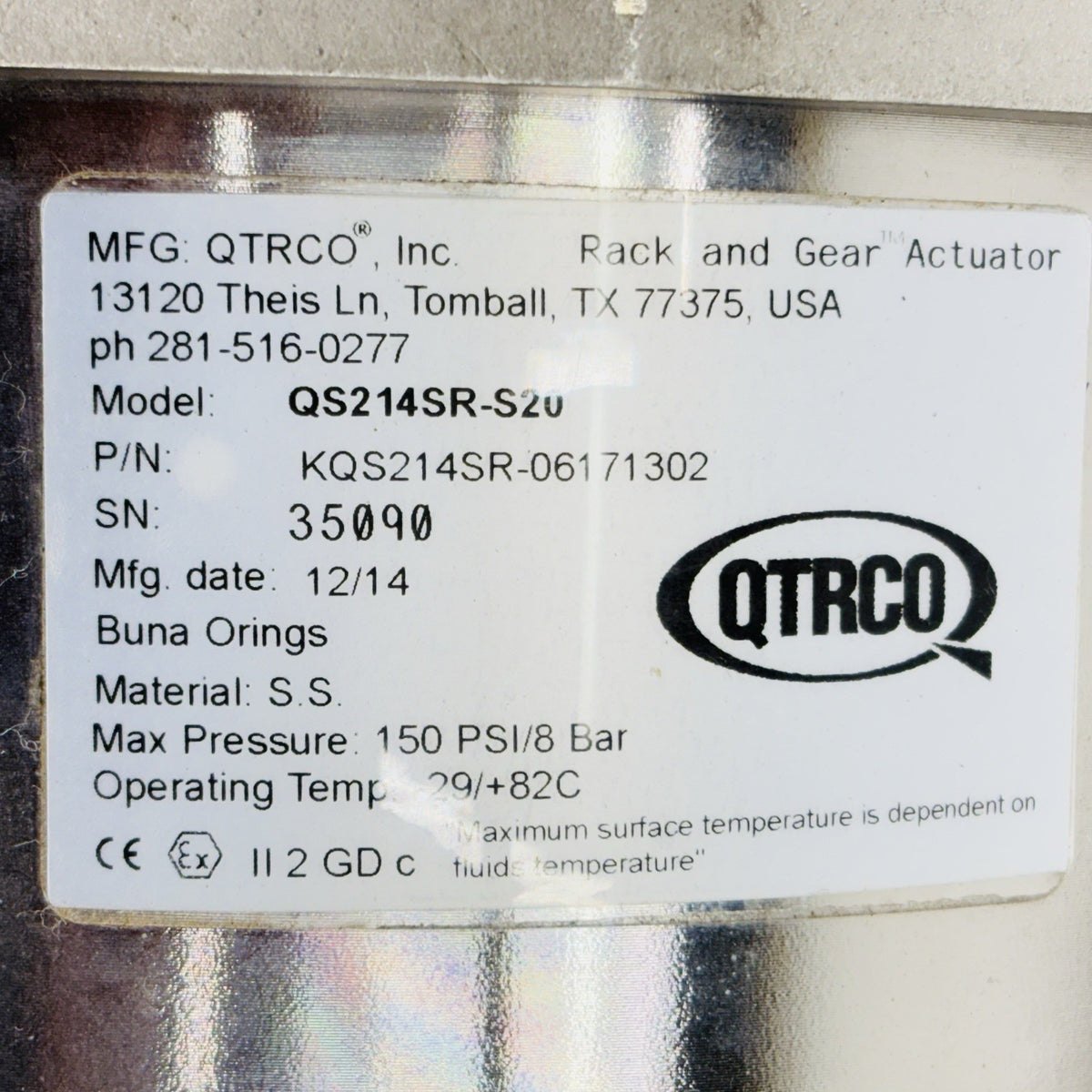 DeZURIK G8M (D40/33 CG8M) 12 in / DN 300 data tag