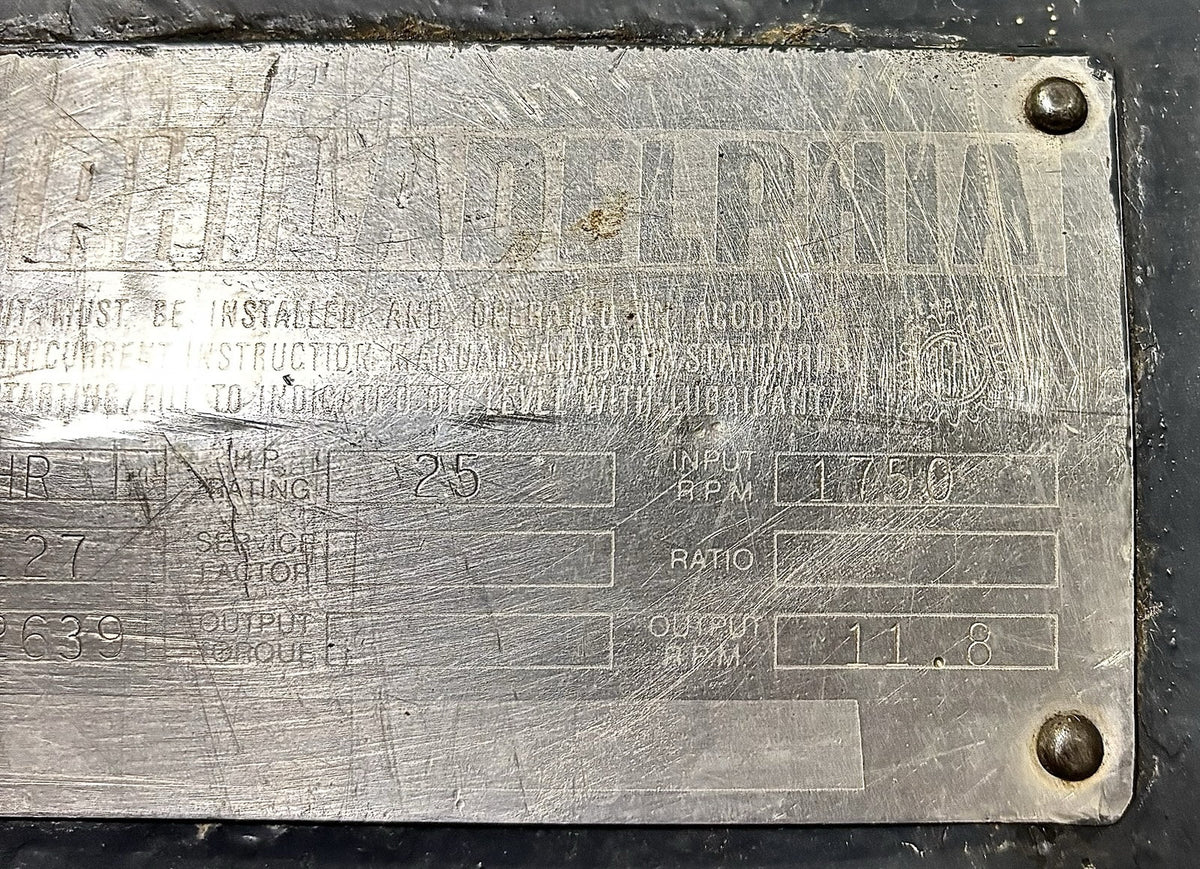 Philadelphia 8HR Gear Drive equipment nameplate