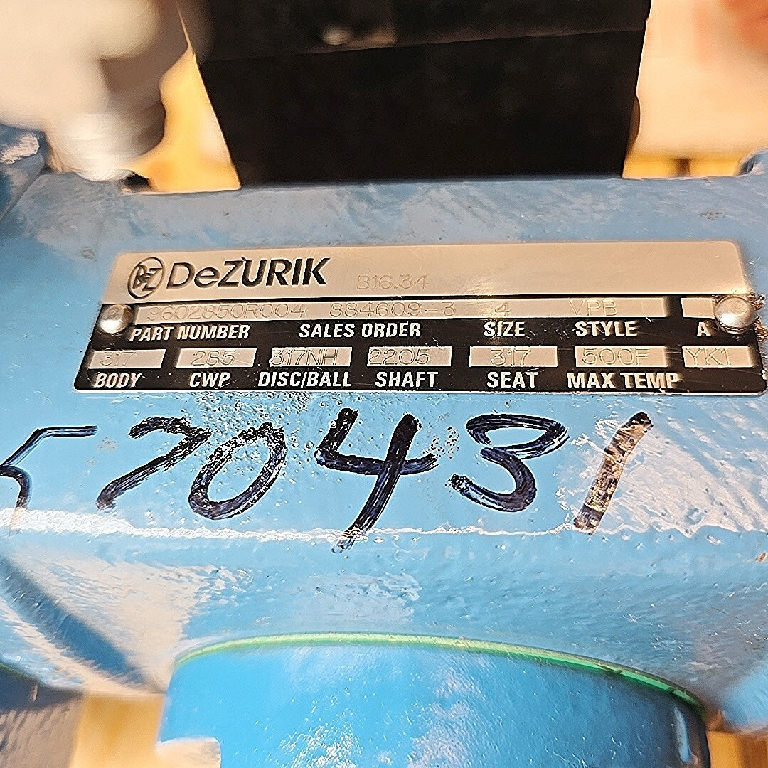 Dezurik VPB 4" valve flanged end view