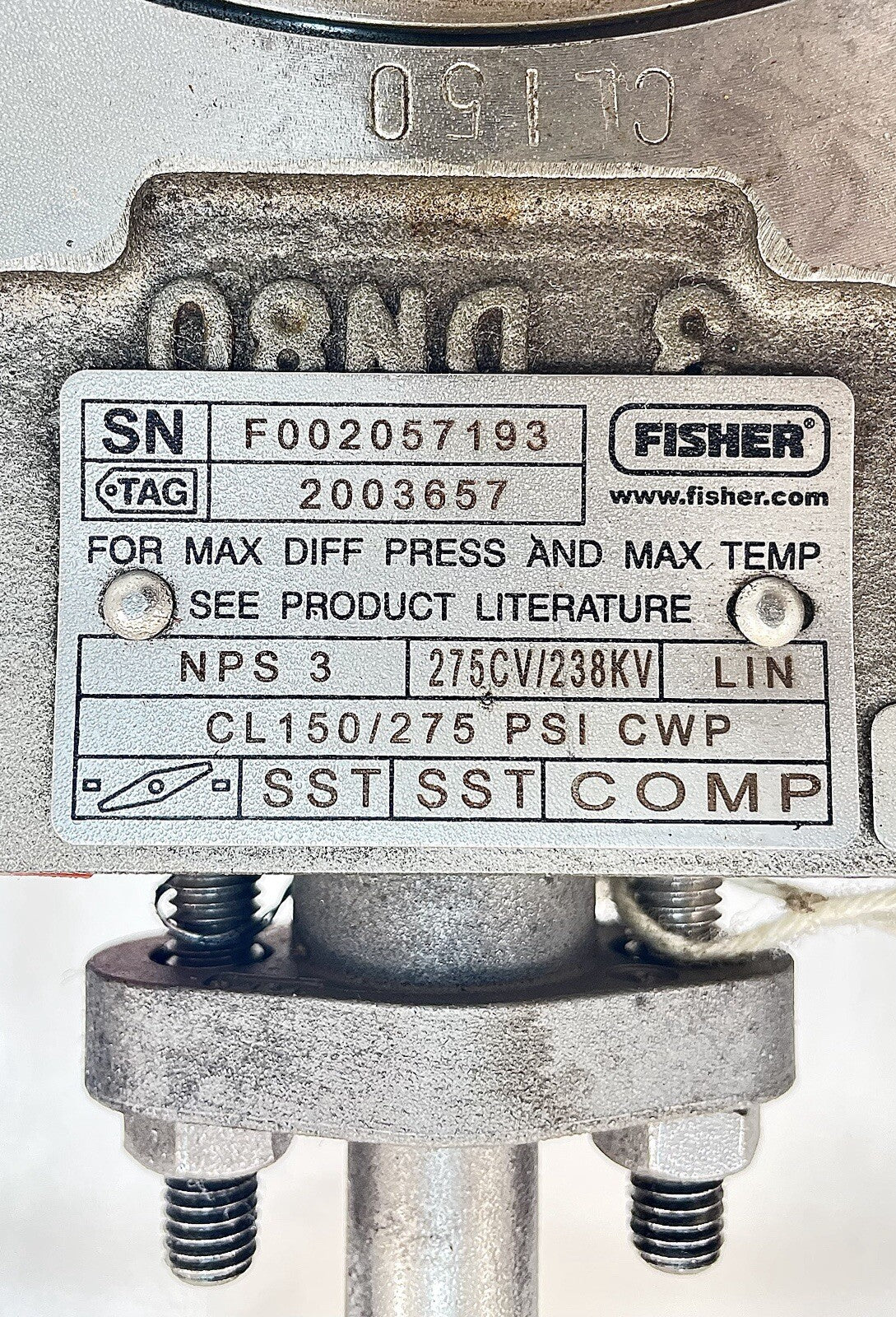 Fisher 8580 3 in nameplate