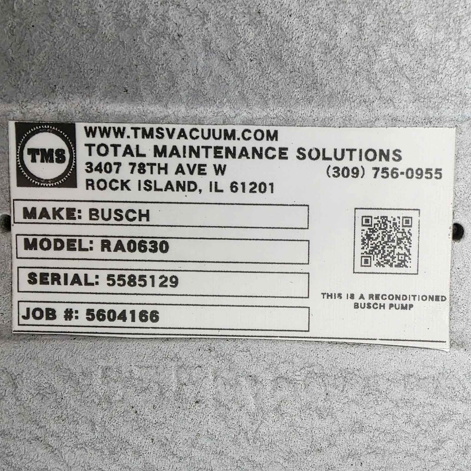 Busch RA0630 Rotary Vane Vacuum Pump 25HP 230/460V
