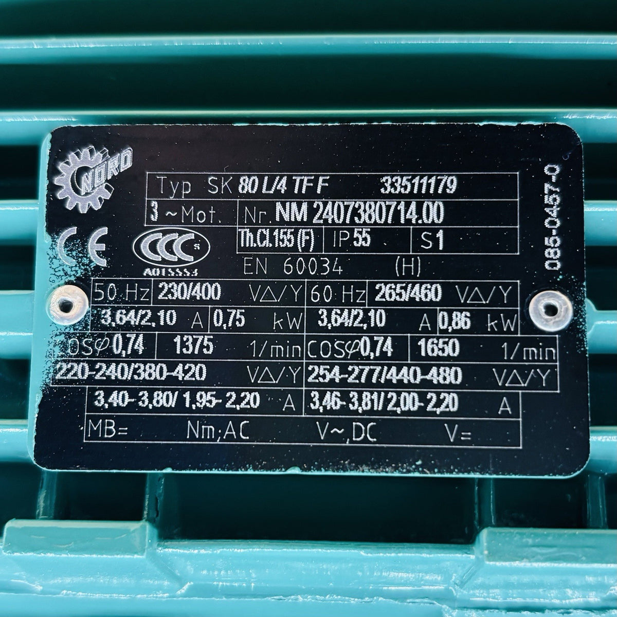 Netzsch NM021SY02S12B Progressive Cavity Pump equipment nameplate