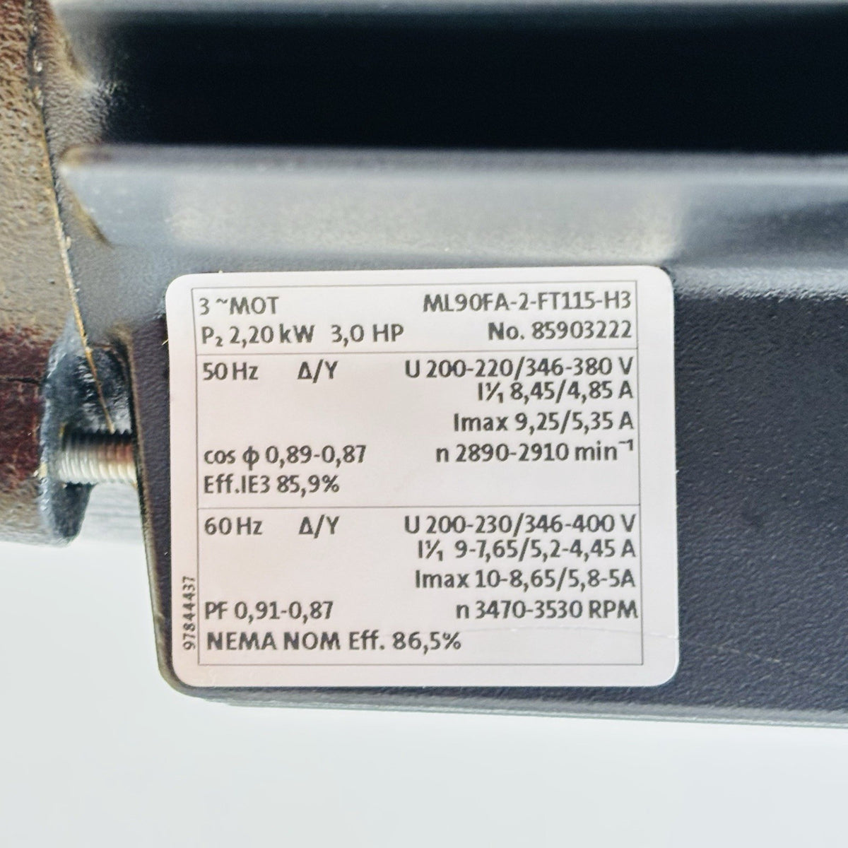 Grundfos CR5-8 Multistage Pump equipment nameplate