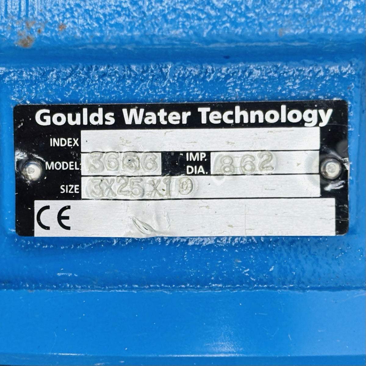 Goulds 3656 Centrifugal Pump equipment nameplate