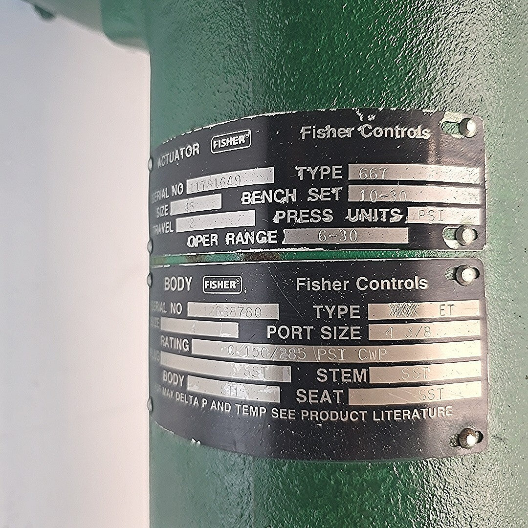 Fisher 4" ET CL-150 Control Valve WCB With 667 Size 45 Pneumatic Actuator