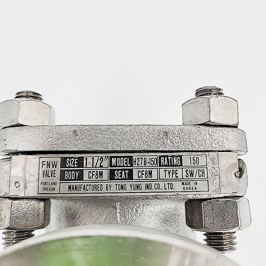 FNW 1 1/2" H27B-150 Swing Check Valve 316SS