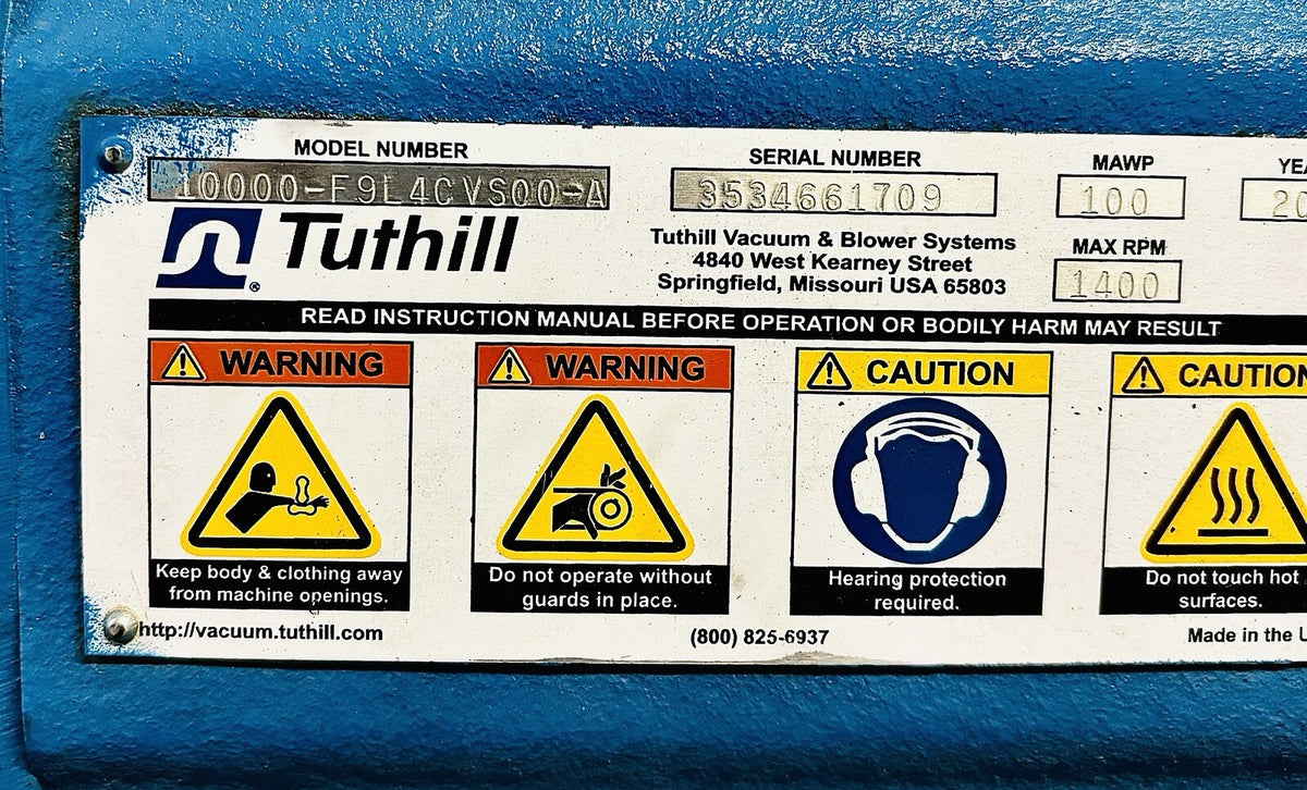 Kinney Tuthill 10000-F9L4CVS00-A nameplate