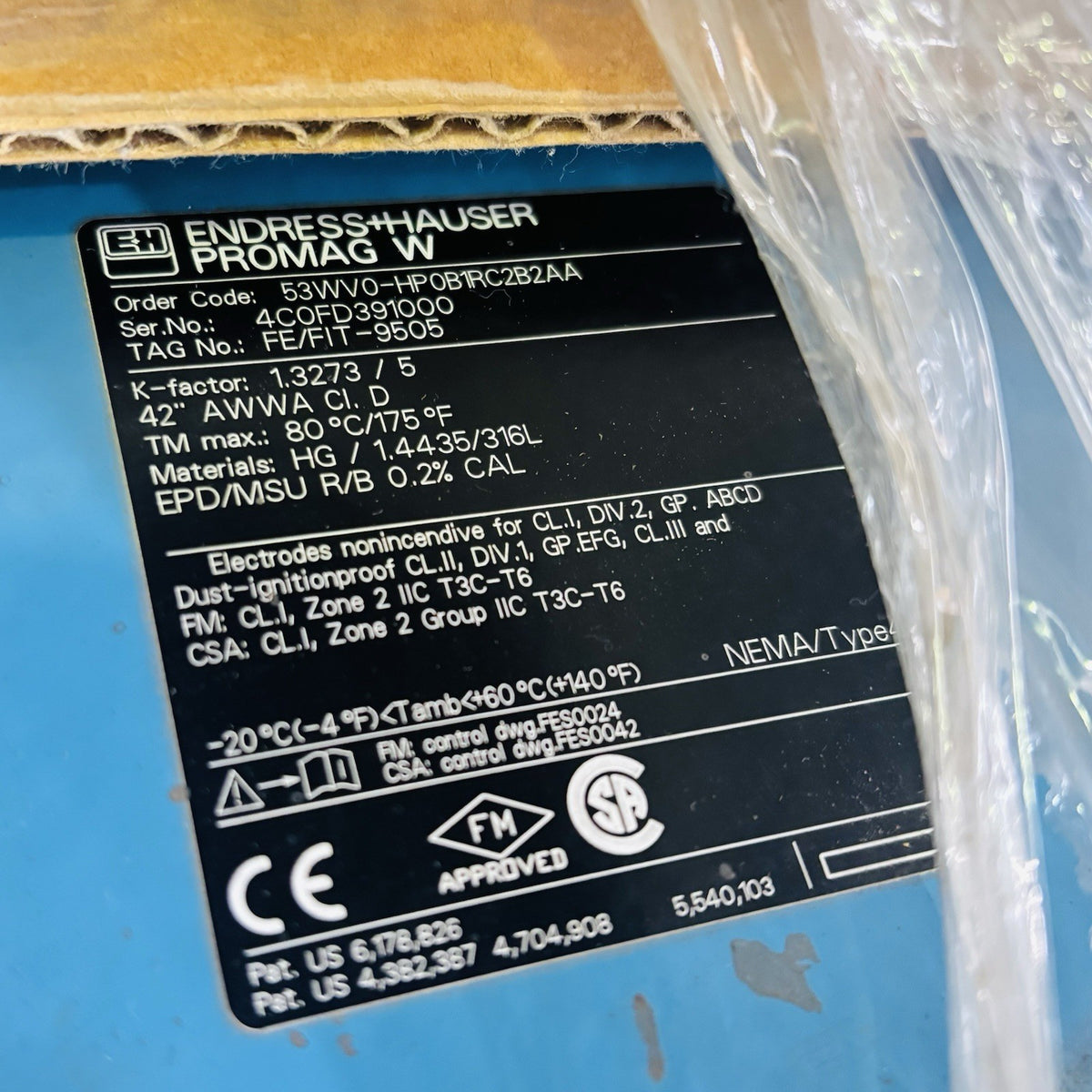 Endress+Hauser 53WW0-HP0B1RC2B2AA 42 in nameplate