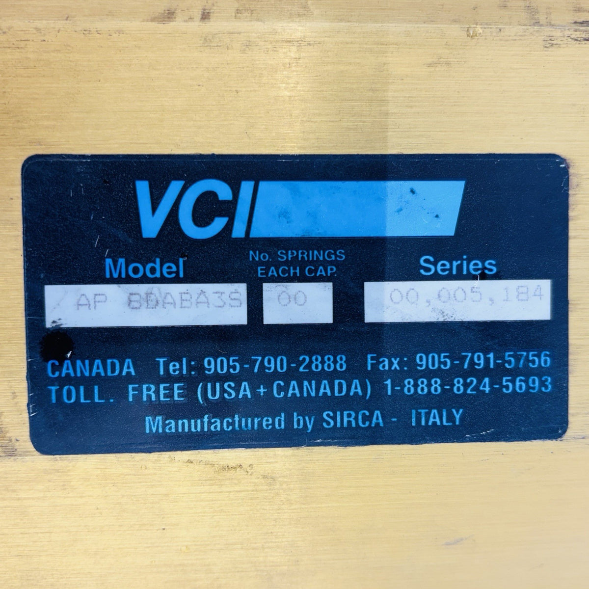 PBV S-5410-31-3600-GL-NL 8 in data tag