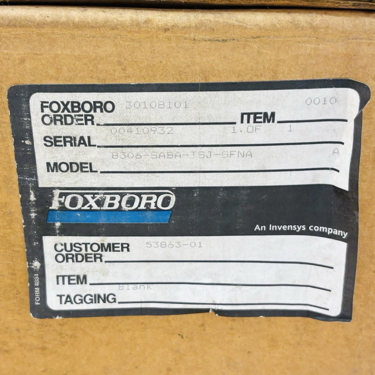 Foxboro 8306-SABA-TSJ-GFNA 6 in data tag