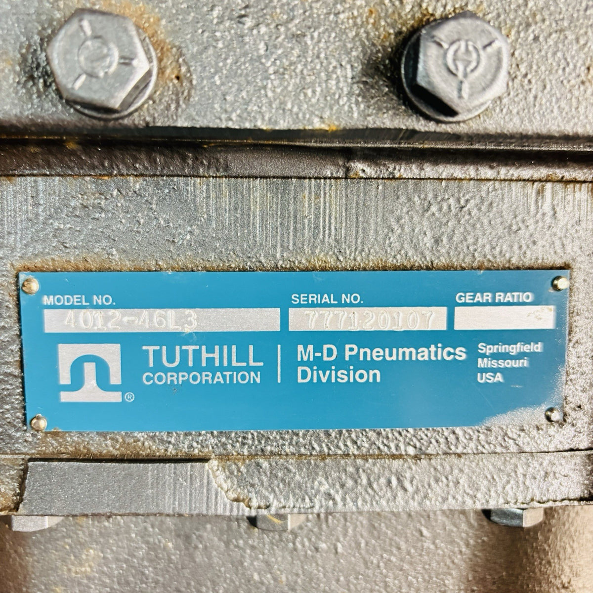 Tuthill 4012-46L3 nameplate