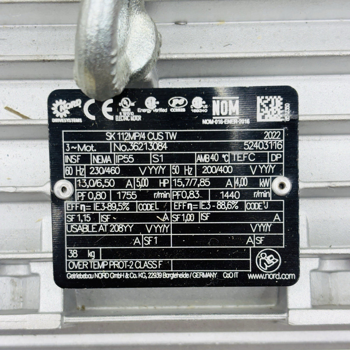 NORD SK 112MP/4 CUS TW nameplate