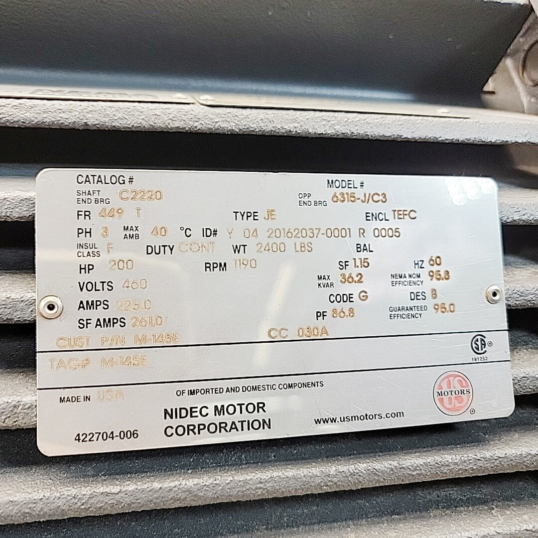 US Motors 6315-J/C3 nameplate data