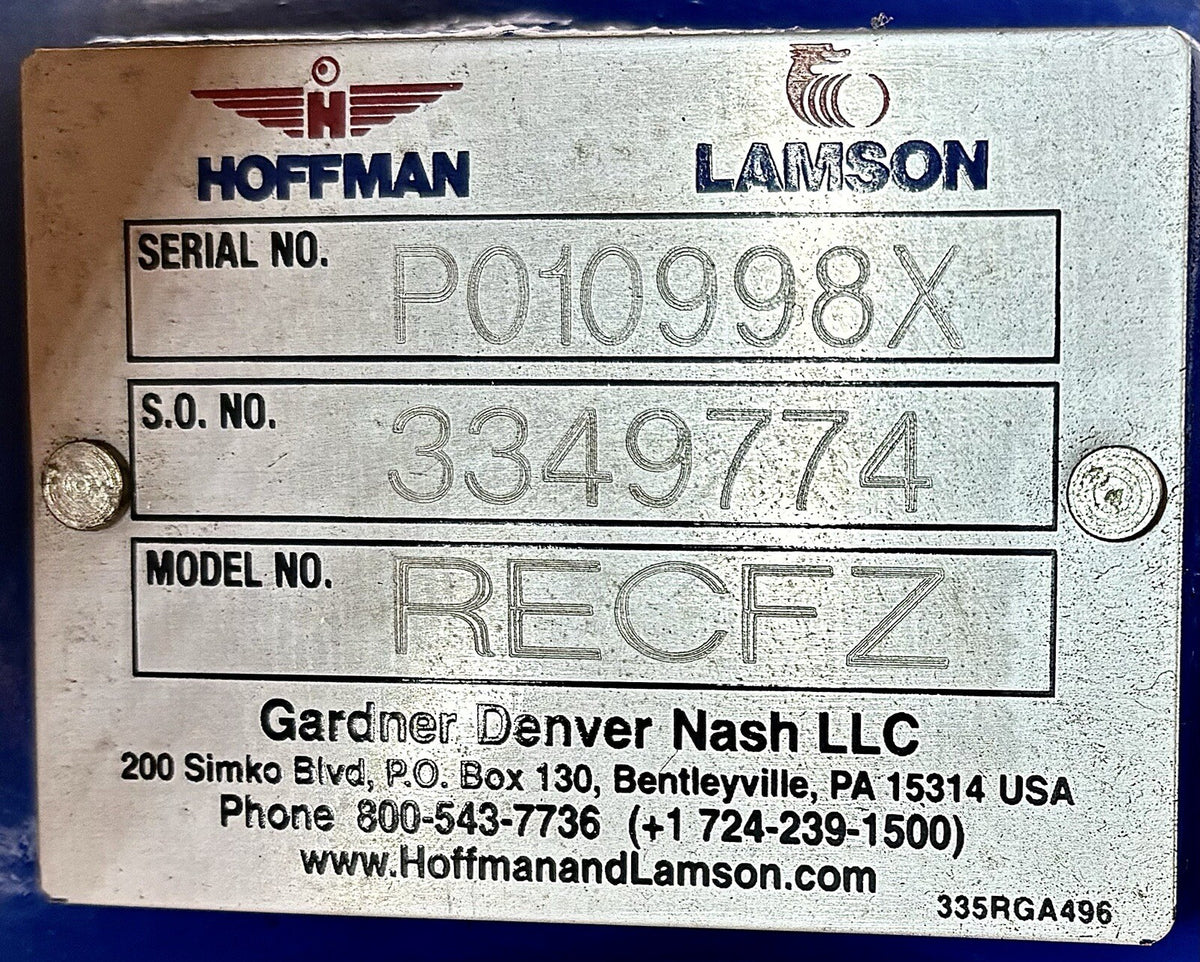 Hoffman Lamson RECFZ nameplate