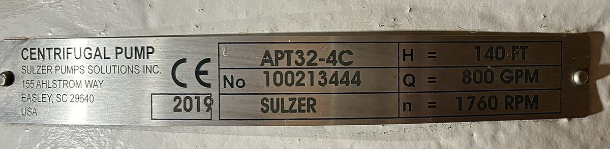 Sulzer APT32-4C nameplate