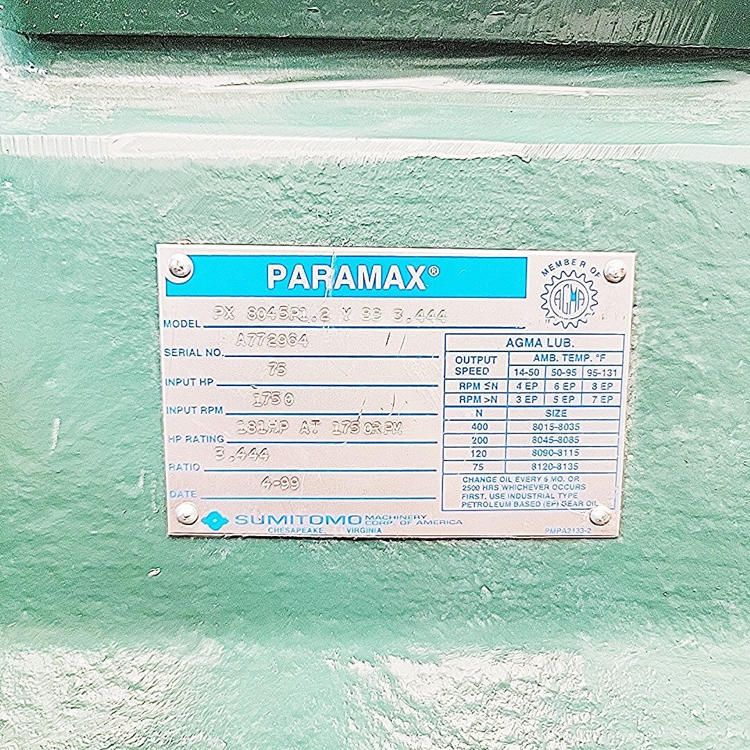 Paramax/Sumitomo PX-8045P1.2-V-BB Gear Box 3.444:1 Ratio