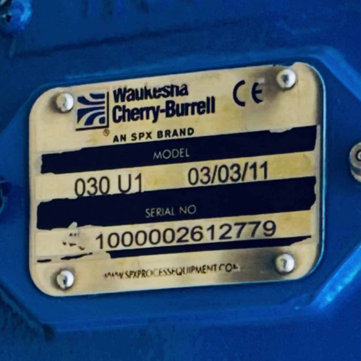 Waukesha Cherry-Burrell 030 U1 nameplate
