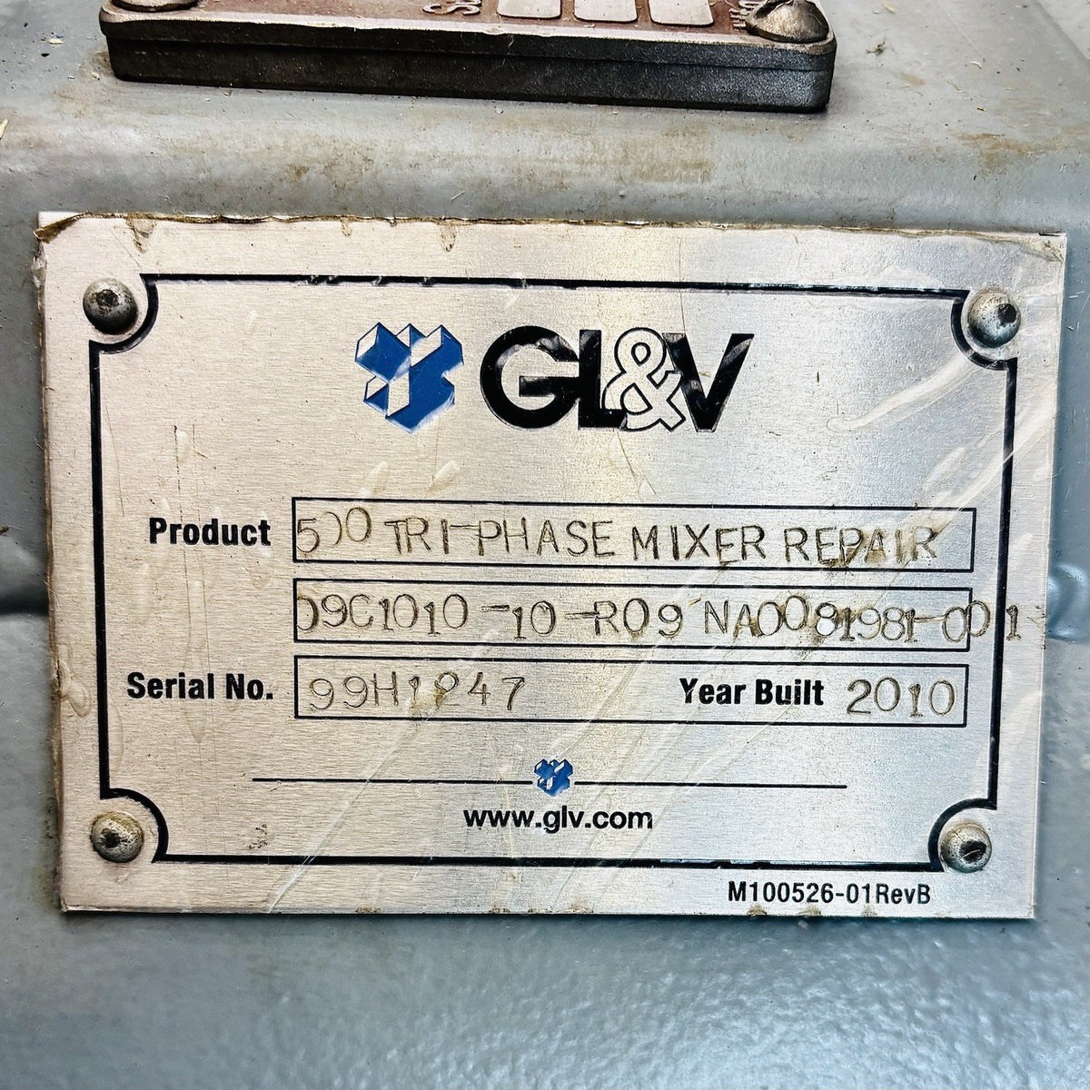 Beloit 500 Tri-Phase Mixer nameplate