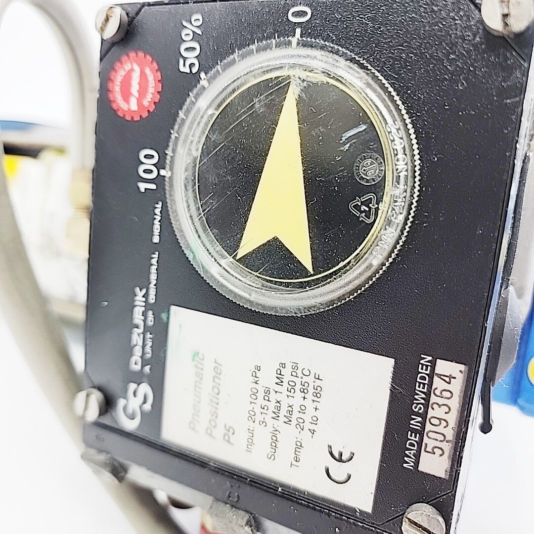 PMV P5 positioner close-up on DeZurik BHP valve