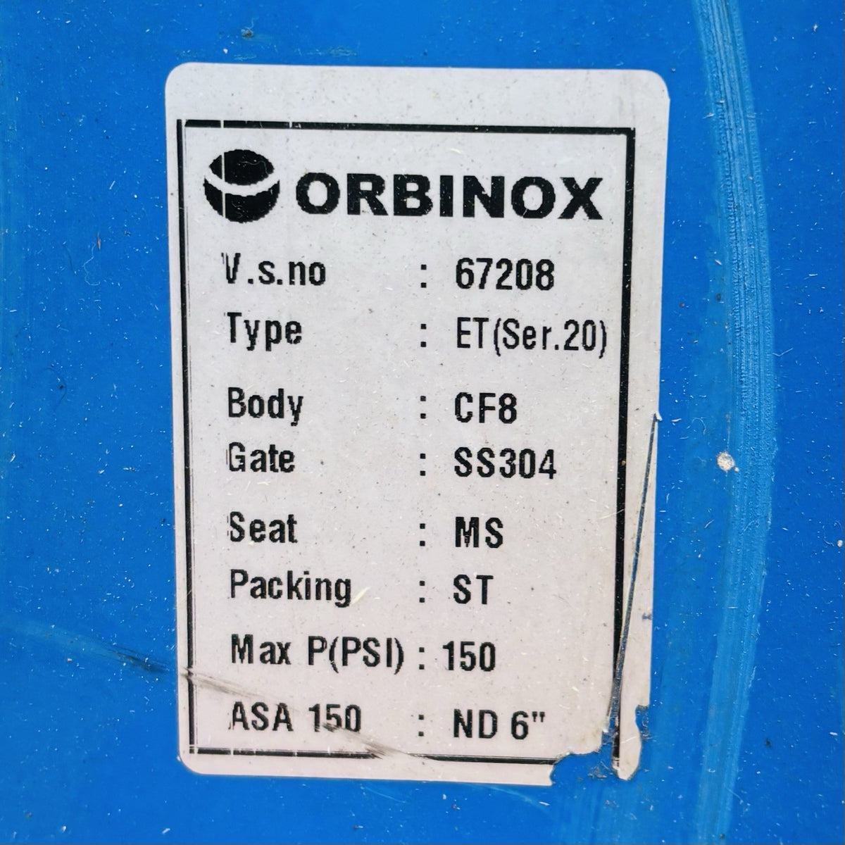 Orbinox ET (Ser.20) 6 in nameplate