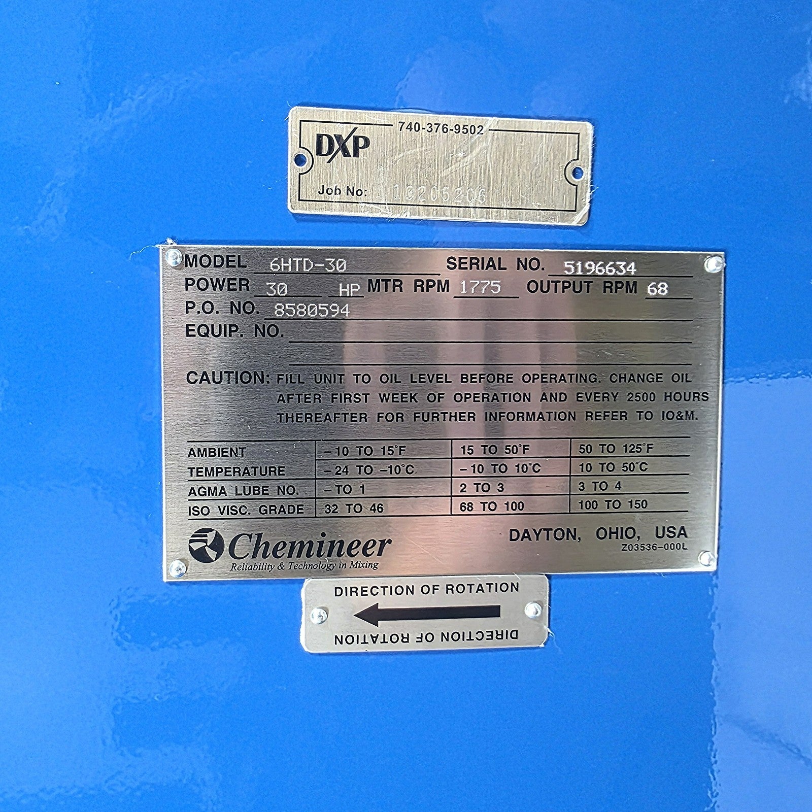 Chemineer 6HTD-30 input side view