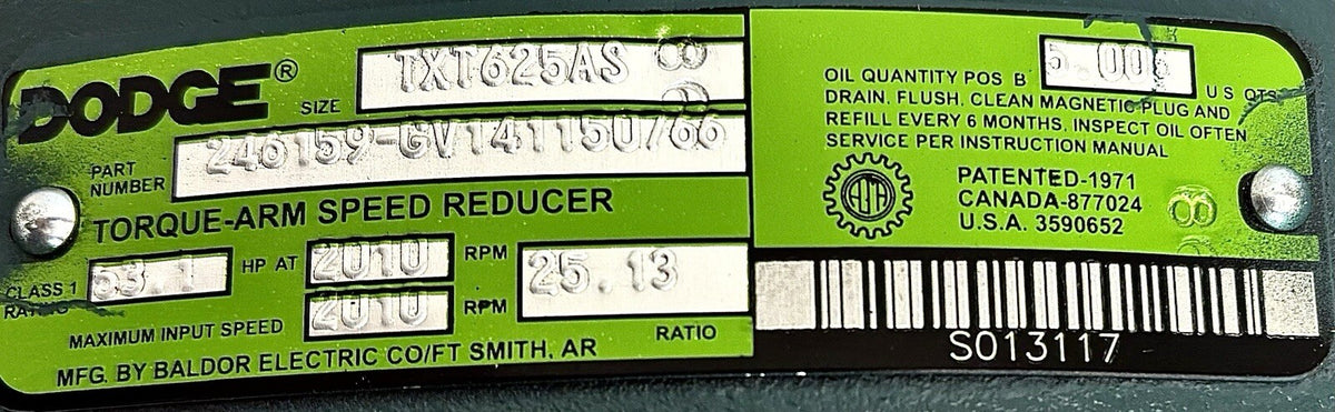 Dodge TXT625AS nameplate