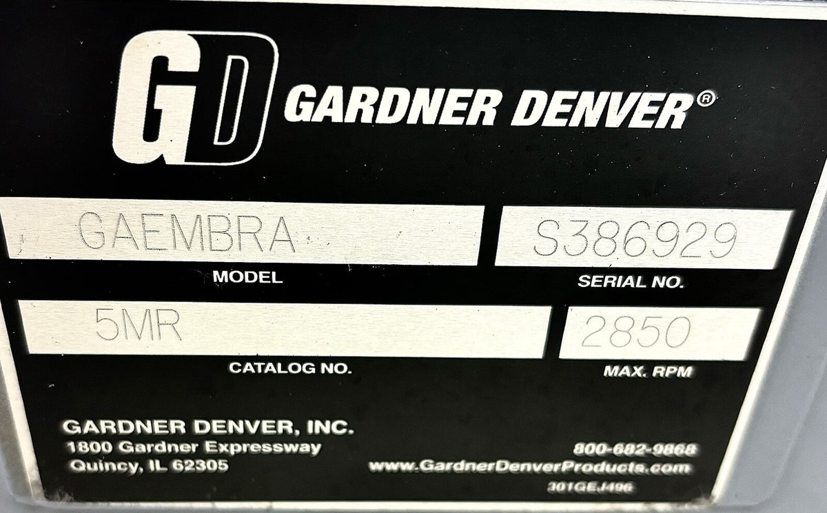 Gardner Denver GAEMBRA 5MR nameplate