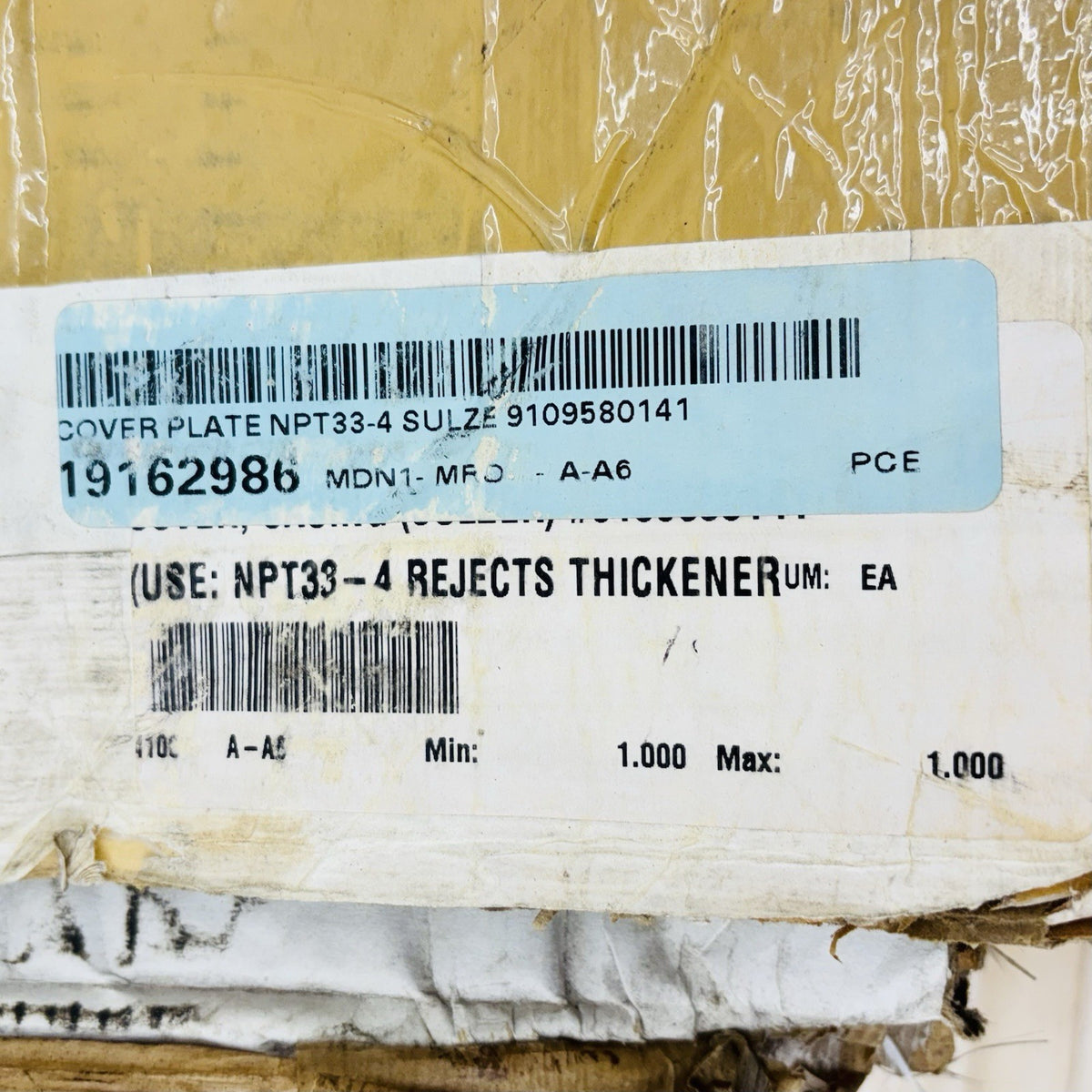 Sulzer NPT33-4 / 9109580141 data tag