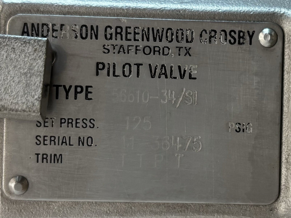 Anderson Greenwood Crosby 56610-34/S1 3 x 4 in nameplate