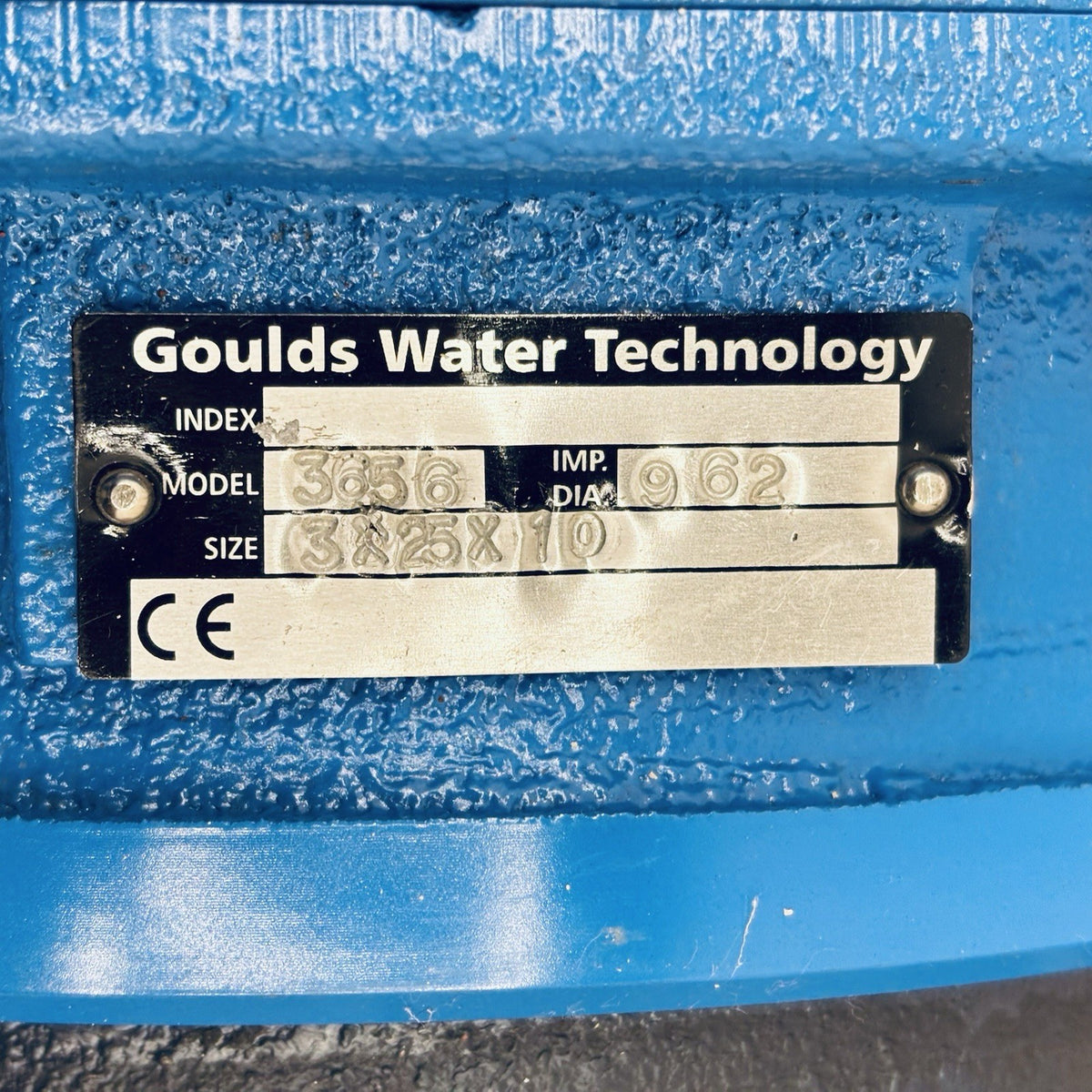 Goulds 3656 3x2.5-10 nameplate
