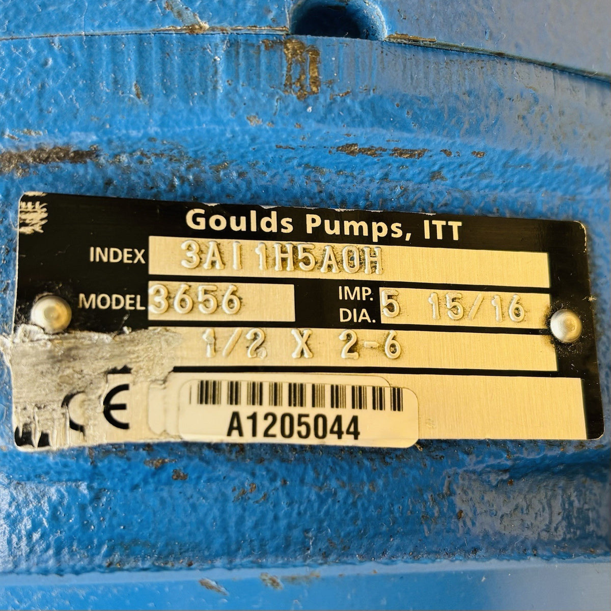 Goulds 3656 1 1/2 x 2-6 data tag