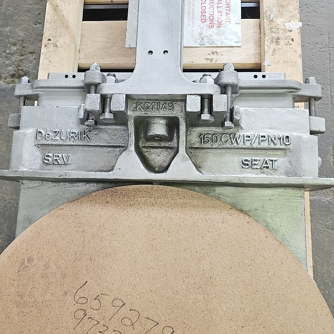 Dezurik KGC 18" valve body nameplate detail